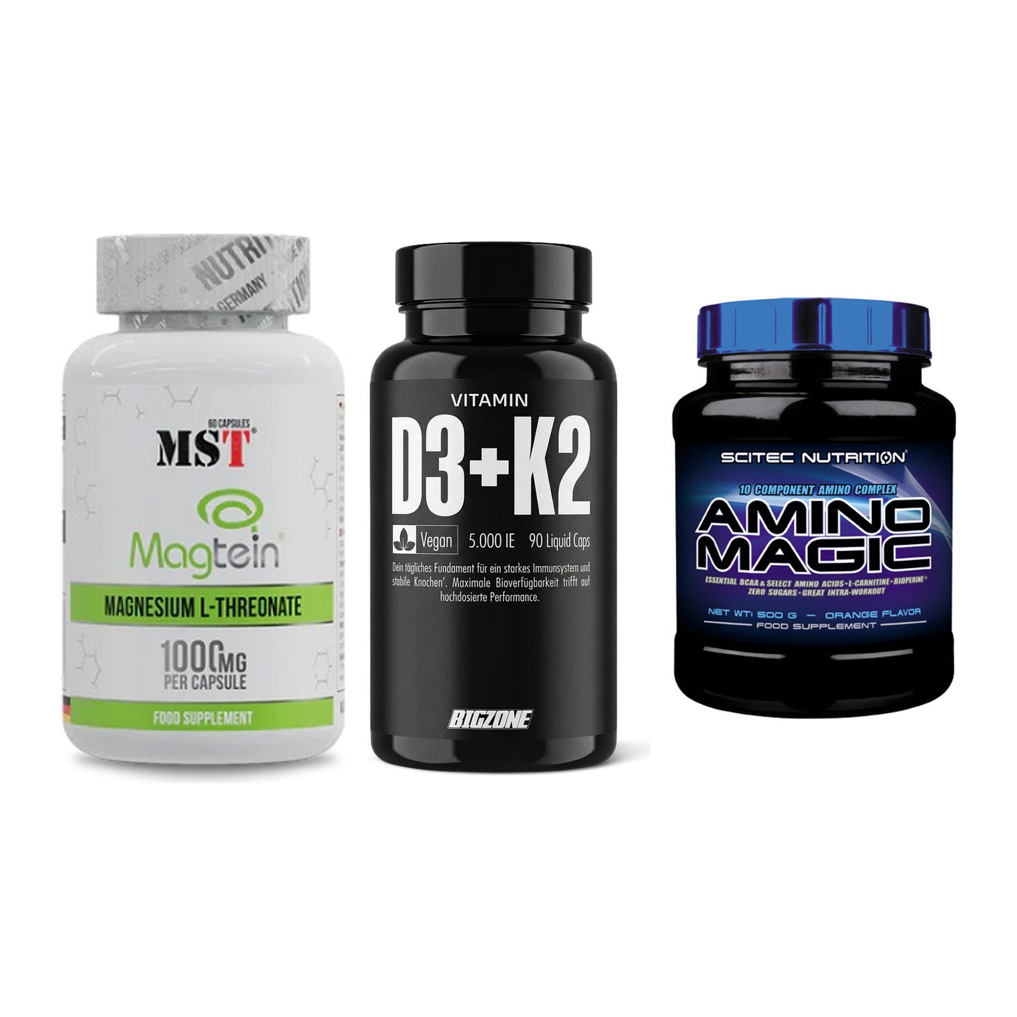 Ausdauer-Set: MST Magnesium + Big Zone Vitamin + Scitec Amino – alle enthaltenen Artikel