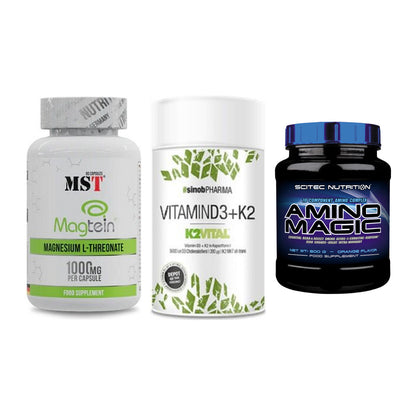 Ausdauer-Set: MST Magnesium + Sinob Vitamin D3 + Scitec Amino – alle enthaltenen Artikel