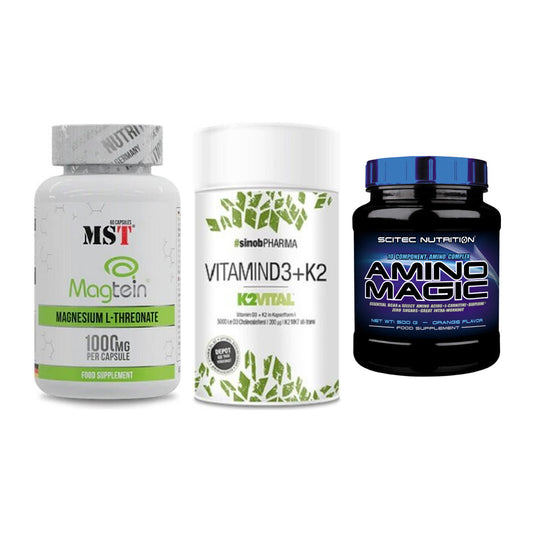 Ausdauer-Set: MST Magnesium + Sinob Vitamin D3 + Scitec Amino – alle enthaltenen Artikel