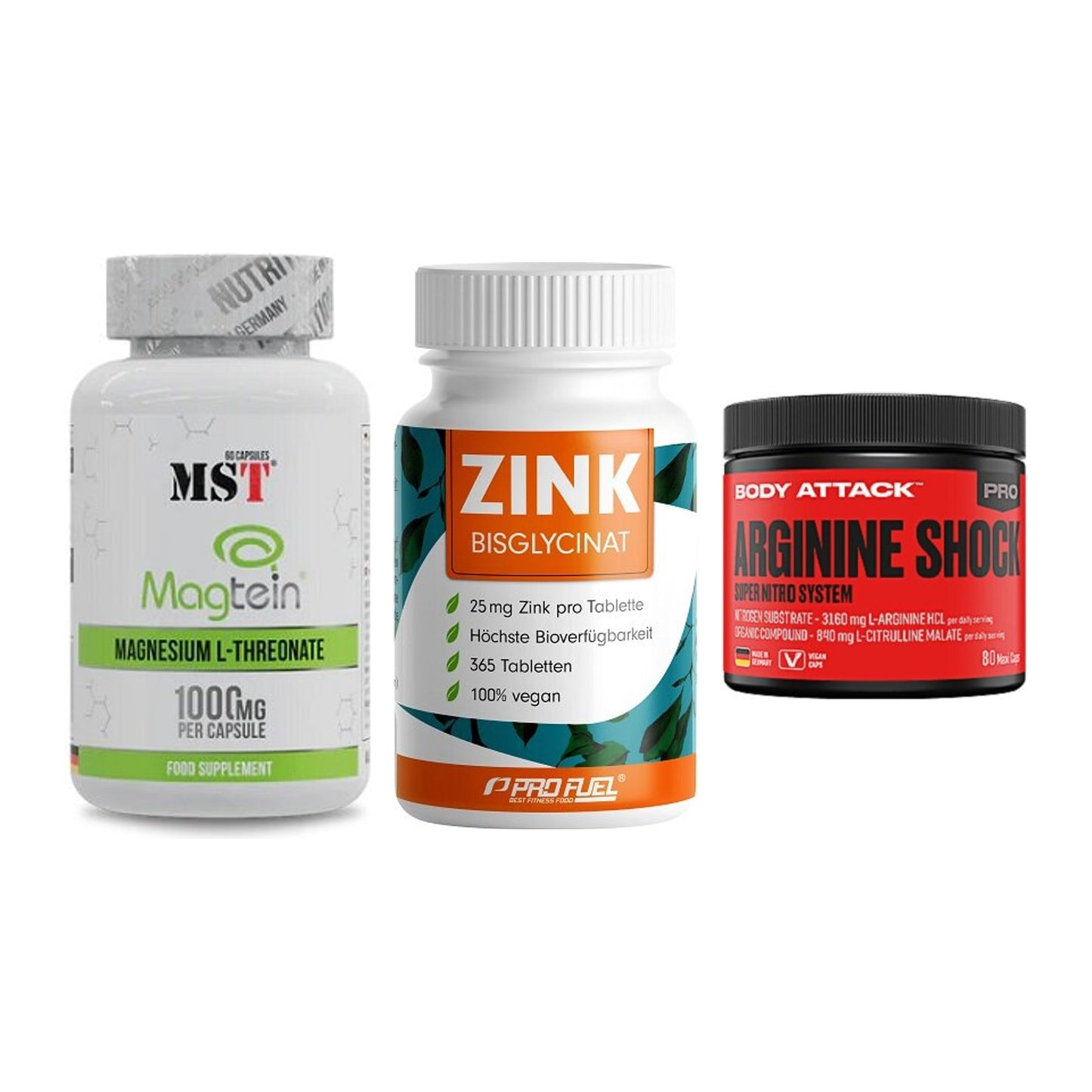 Ausdauer-Set: MST Magnesium + ProFuel Zink + Body Attack – alle enthaltenen Artikel