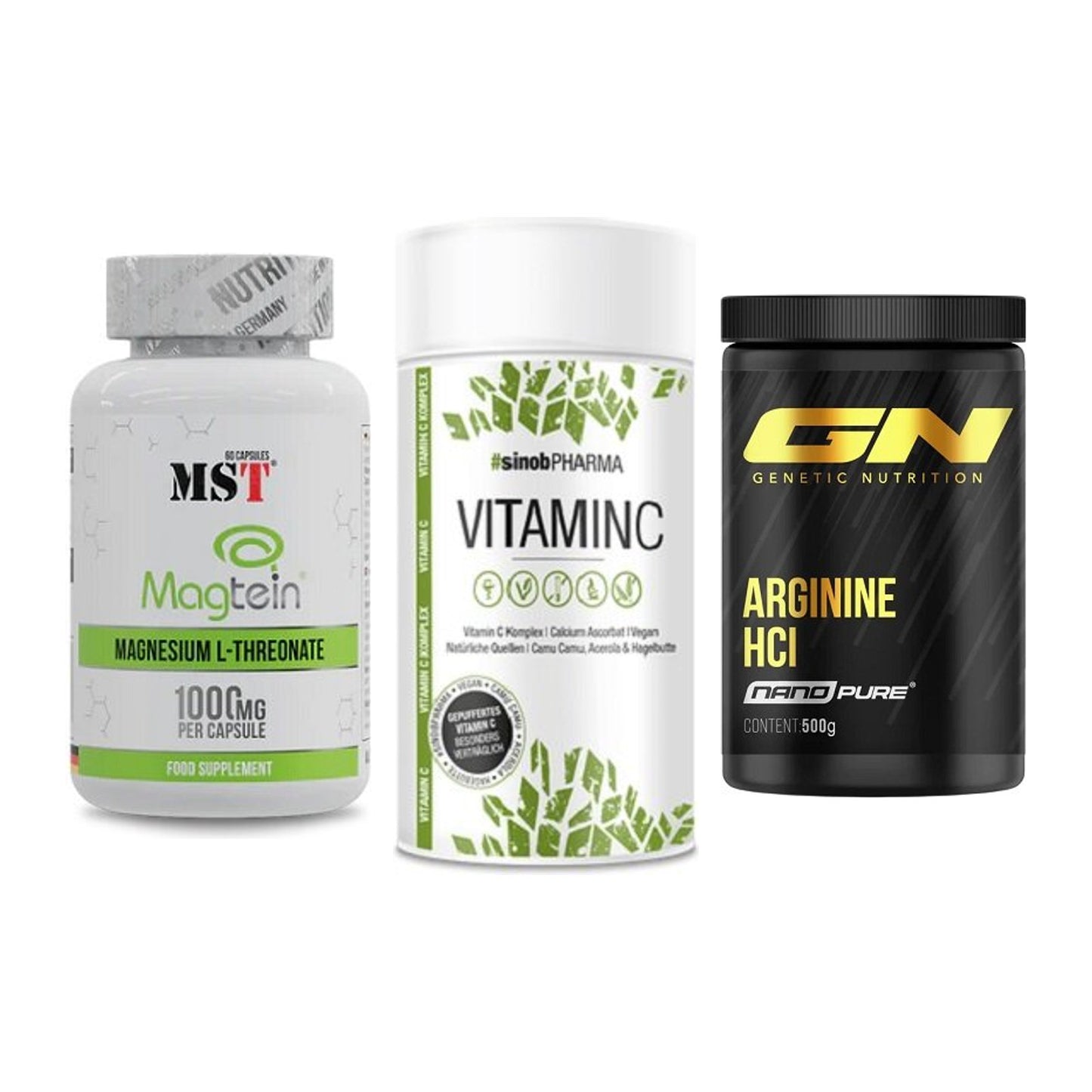 Ausdauer-Set: MST Magnesium + Sinob Vitamin C + GN Arginine HCL – alle enthaltenen Artikel