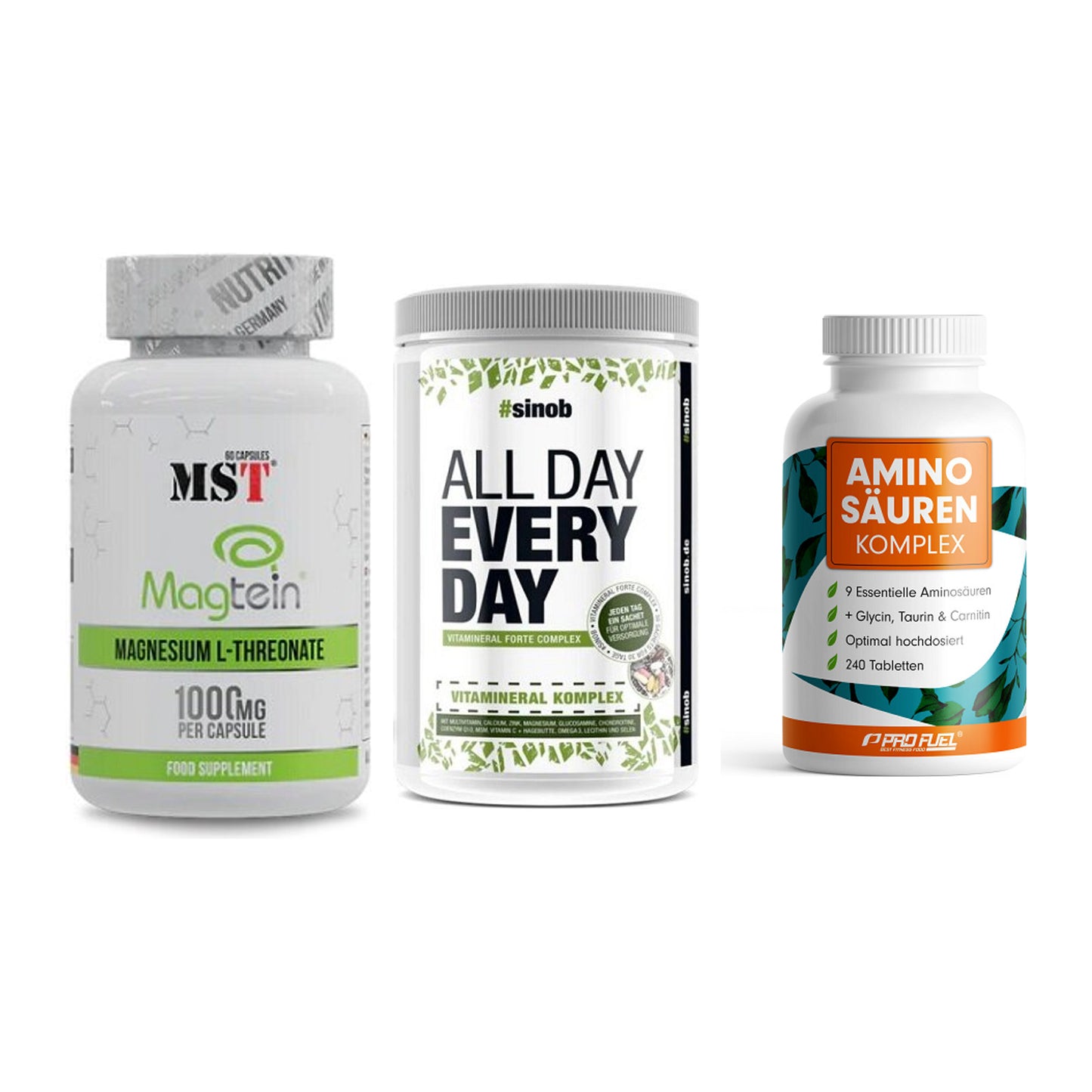 Ausdauer-Set: MST Magnesium + Sinob All Day + ProFuel Aminosäu – alle enthaltenen Artikel