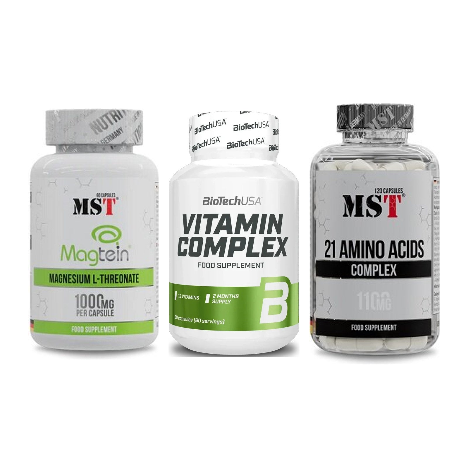 Ausdauer-Set: MST Magnesium + BioTech Vitamin + MST 21 Amino – alle enthaltenen Artikel