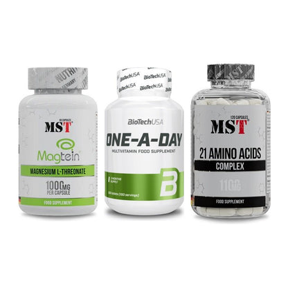 Ausdauer-Set: MST Magnesium + BioTech One A + MST 21 Amino – alle enthaltenen Artikel