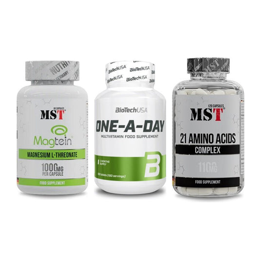 Ausdauer-Set: MST Magnesium + BioTech One A + MST 21 Amino – alle enthaltenen Artikel