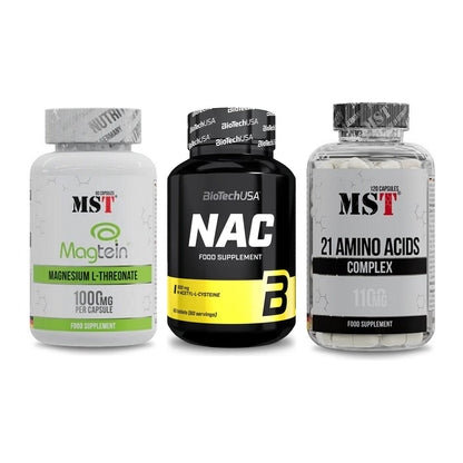 Ausdauer-Set: MST Magnesium + BioTech NAC + MST 21 Amino – alle enthaltenen Artikel