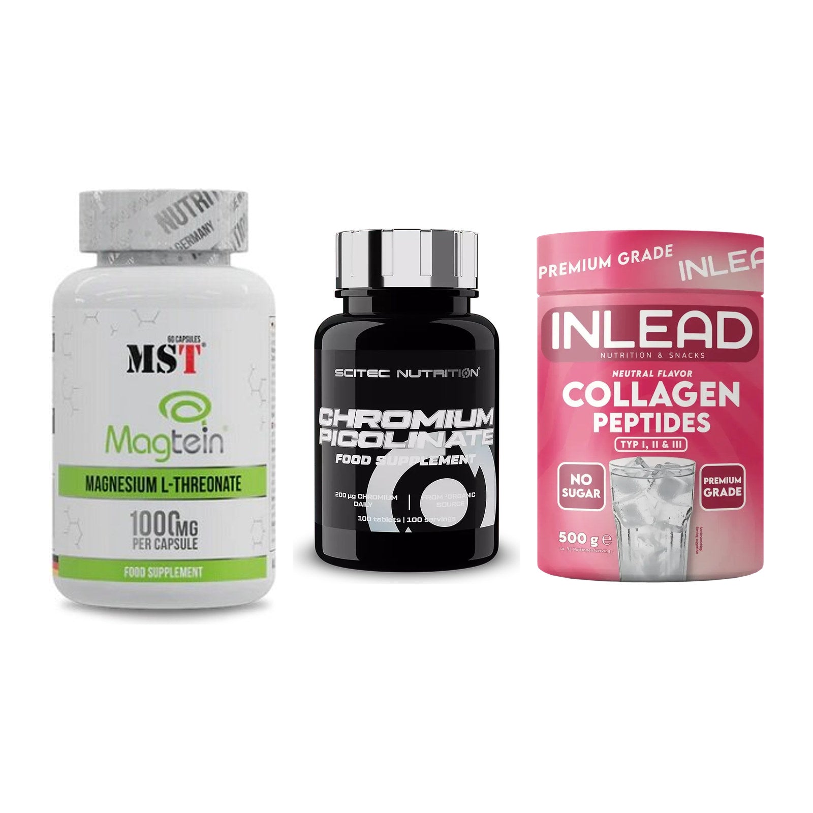 Ausdauer-Set: MST Magnesium + Scitec Chromium + INLEAD Collagen – alle enthaltenen Artikel