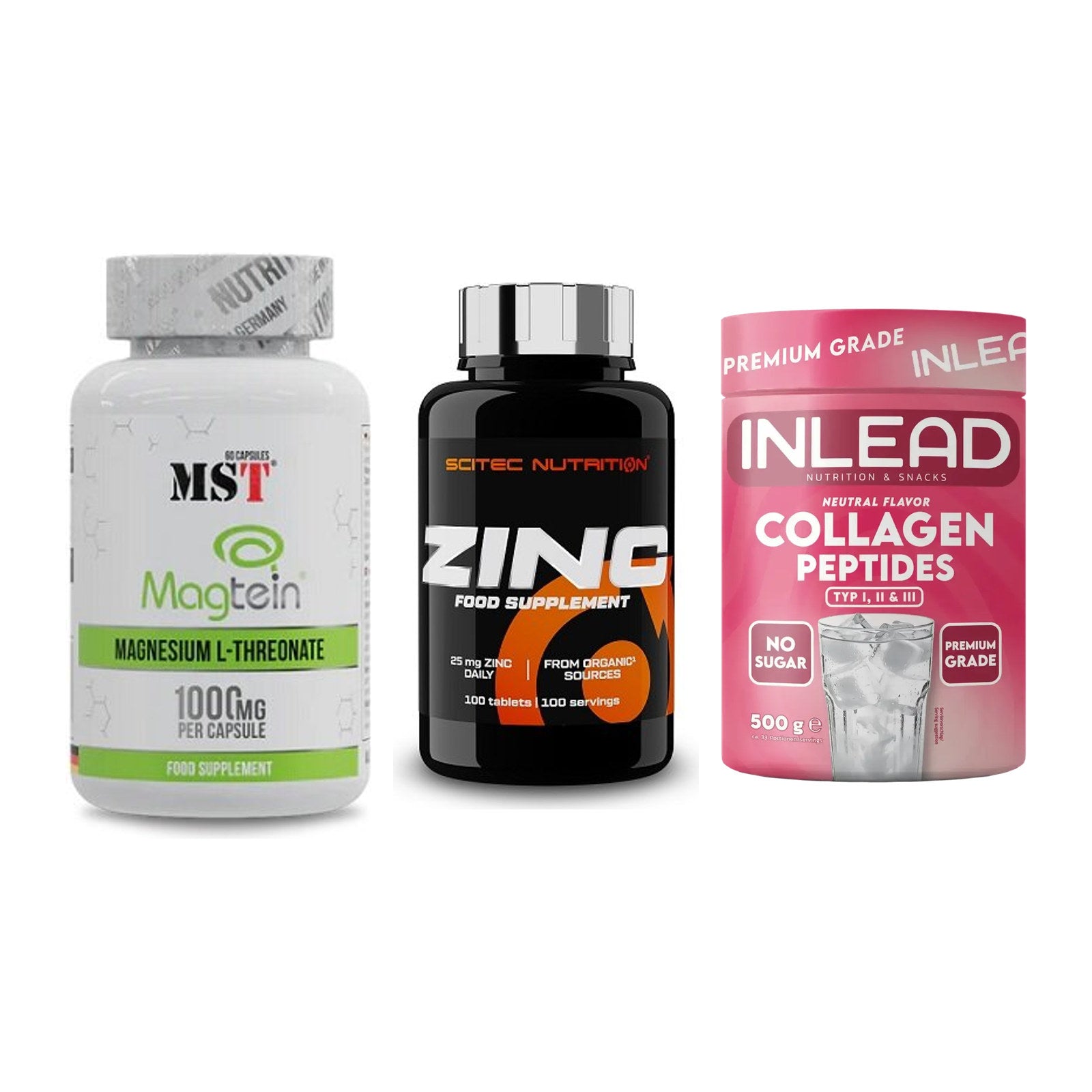 Ausdauer-Set: MST Magnesium + Scitec Zinc + INLEAD Collagen – alle enthaltenen Artikel