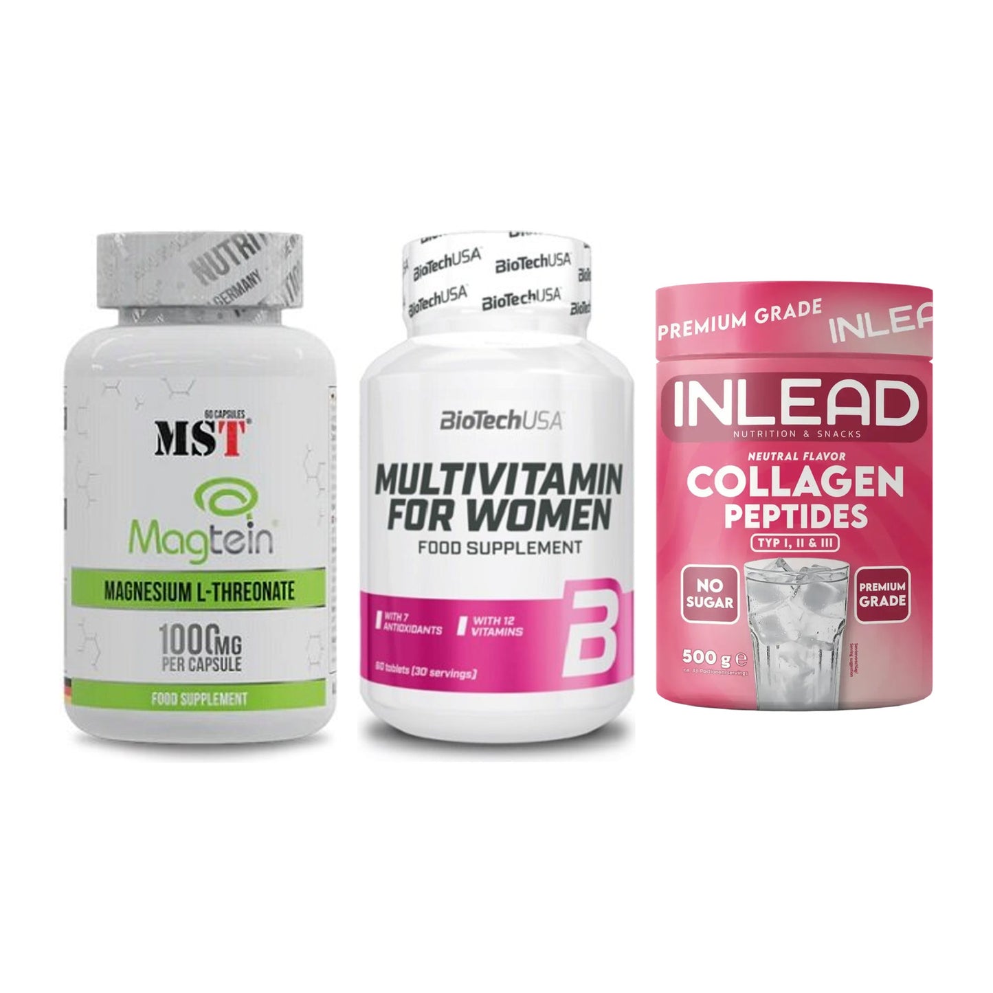 Ausdauer-Set: MST Magnesium + BioTech Multivit + INLEAD Collagen – alle enthaltenen Artikel