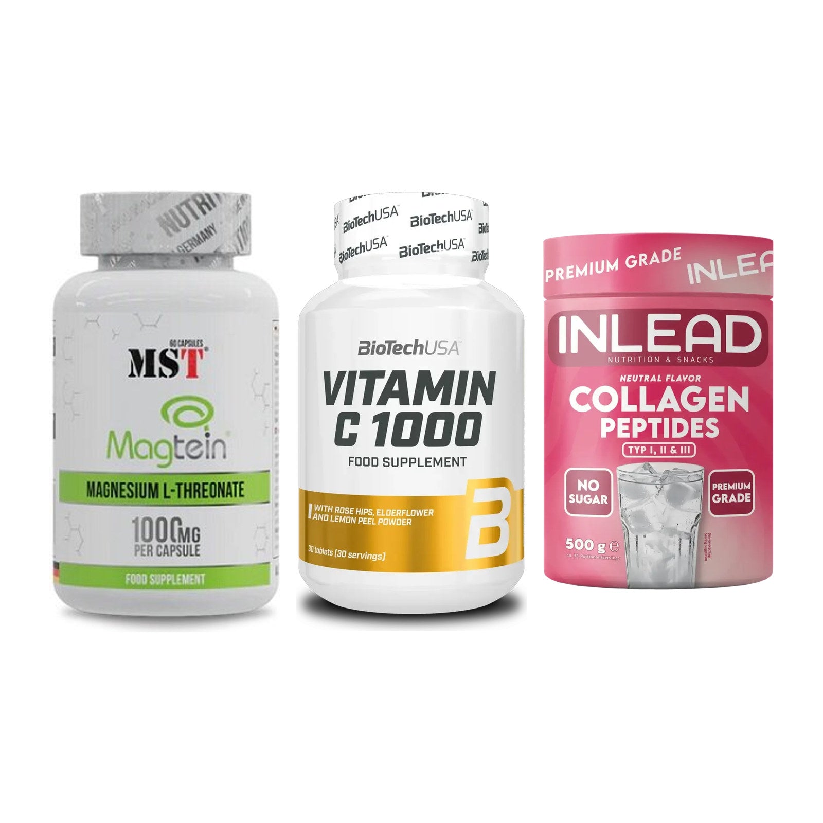 Ausdauer-Set: MST Magnesium + BioTech Vitamin + INLEAD Collagen – alle enthaltenen Artikel