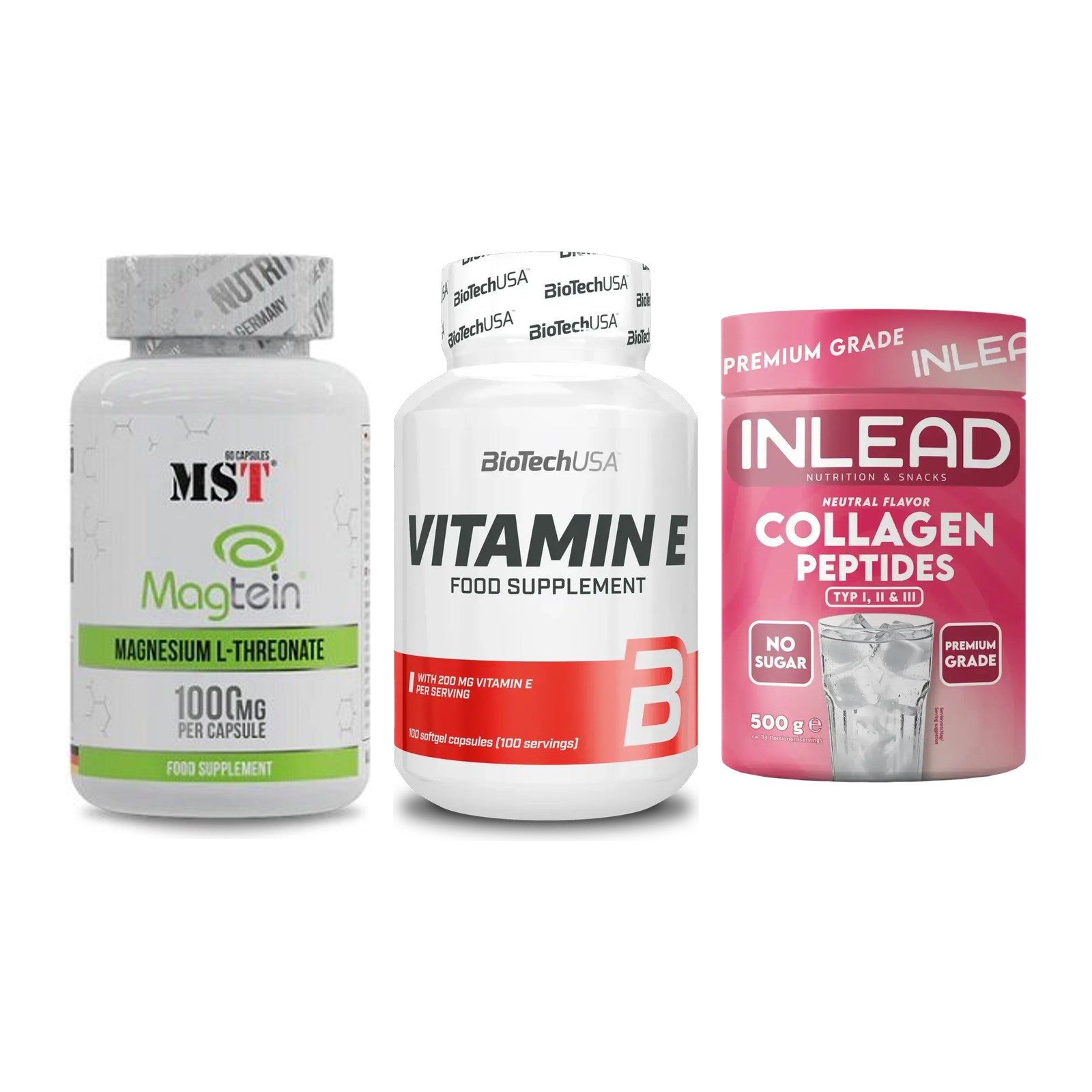 Ausdauer-Set: MST Magnesium + BioTech Vitamin + INLEAD Collagen – alle enthaltenen Artikel