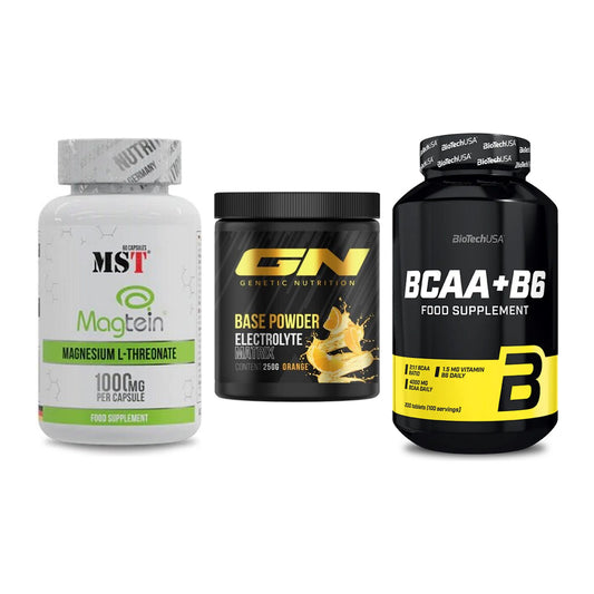 Ausdauer-Set: MST Magnesium + GN Base Powder + BioTech BCAA+B6 – alle enthaltenen Artikel