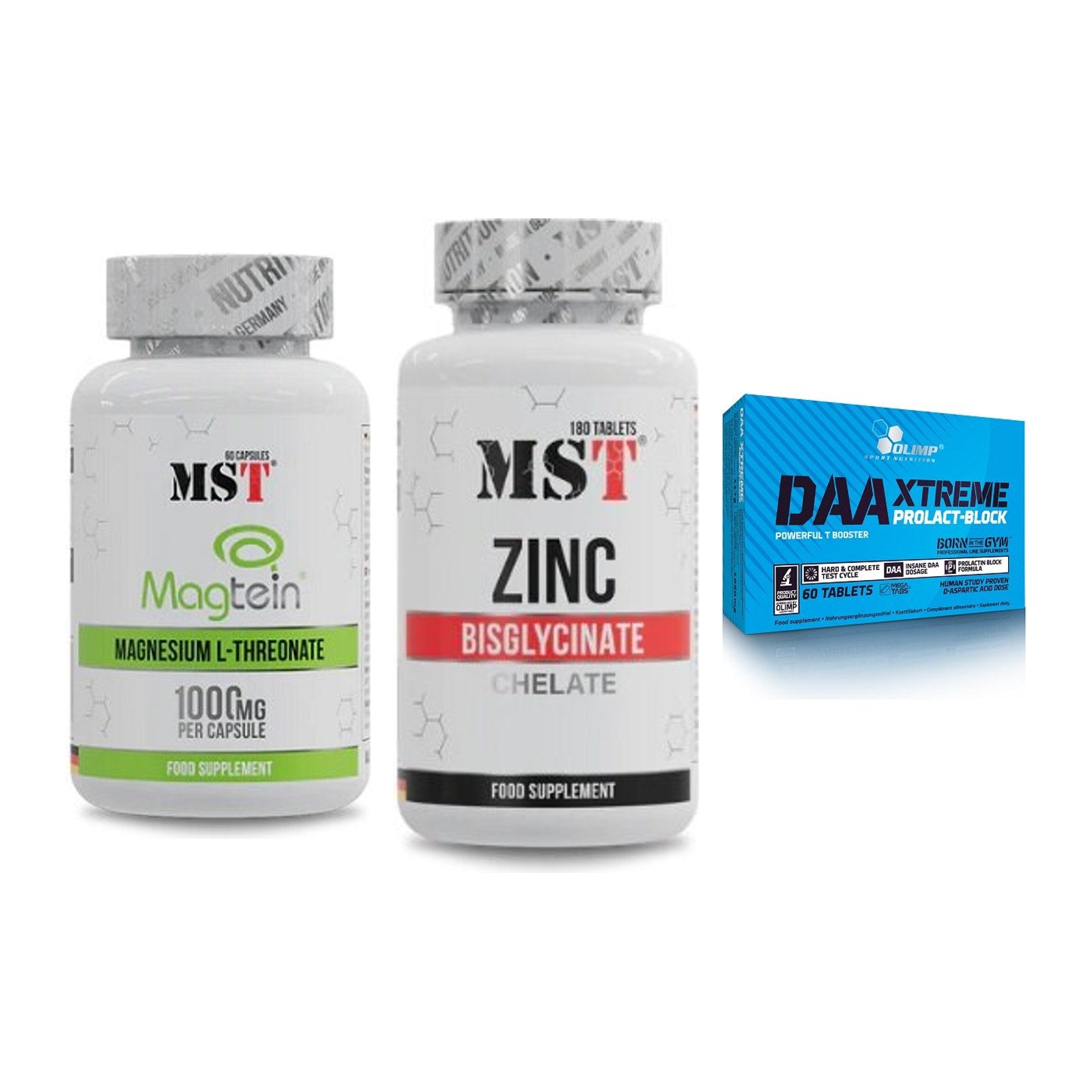 Ausdauer-Set: MST Magnesium + MST Zinc Chelate + Olimp DAA Xtreme – alle enthaltenen Artikel