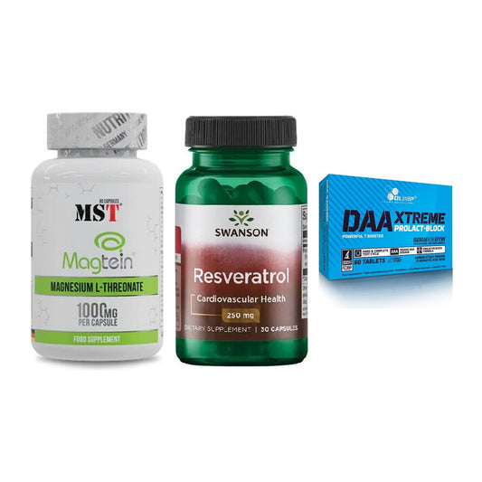 Ausdauer-Set: MST Magnesium + Swanson Resverat + Olimp DAA Xtreme – alle enthaltenen Artikel
