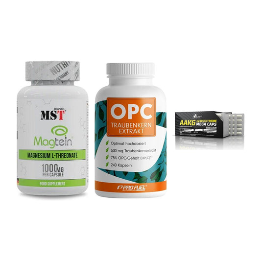 Ausdauer-Set: MST Magnesium + ProFuel OPC + Olimp AAKG – alle enthaltenen Artikel