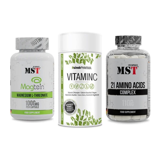 Ausdauer-Set: MST Magnesium + Sinob Vitamin C + MST 21 Amino – alle enthaltenen Artikel