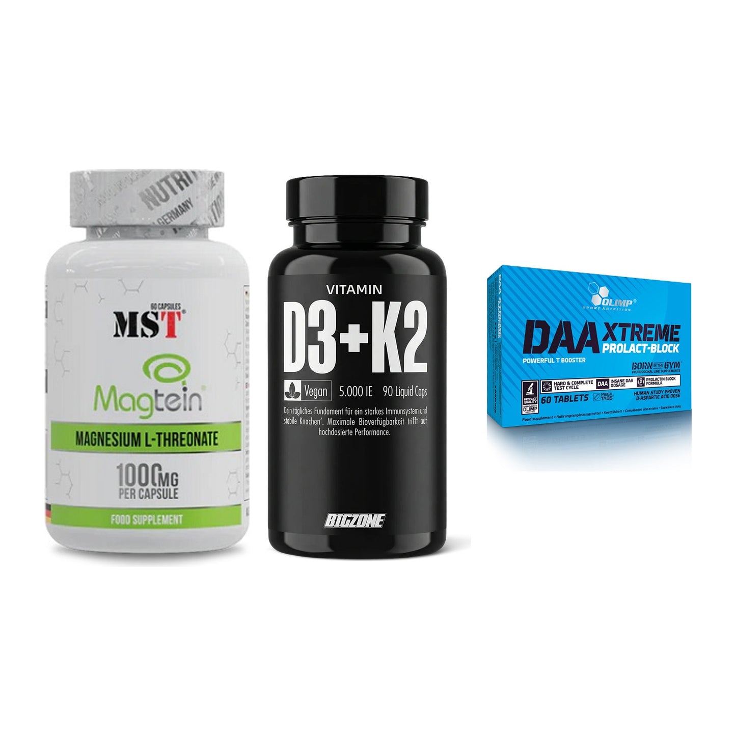 Ausdauer-Set: MST Magnesium + Big Zone Vitamin + Olimp DAA Xtreme – alle enthaltenen Artikel