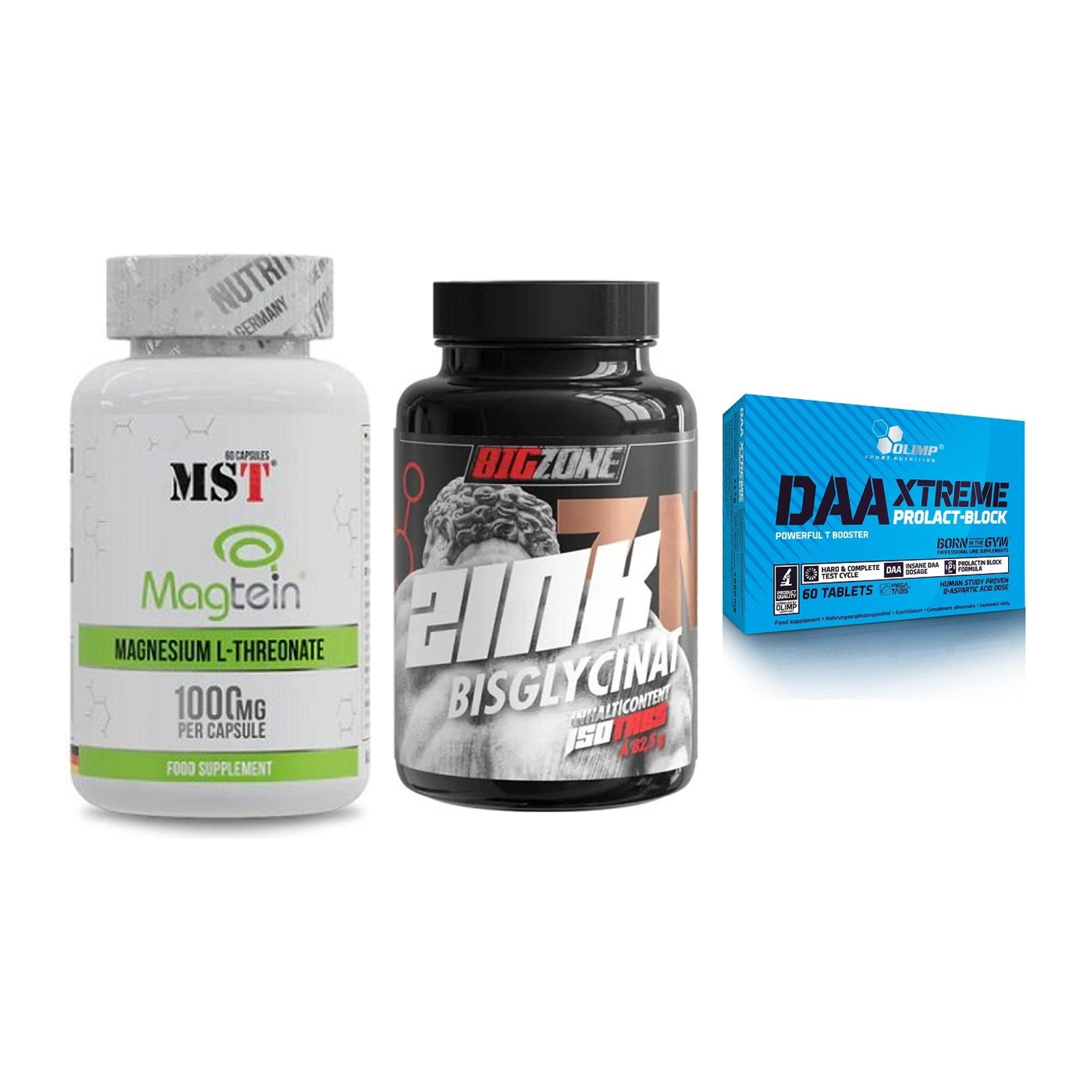 Ausdauer-Set: MST Magnesium + Big Zone Zink + Olimp DAA Xtreme – alle enthaltenen Artikel