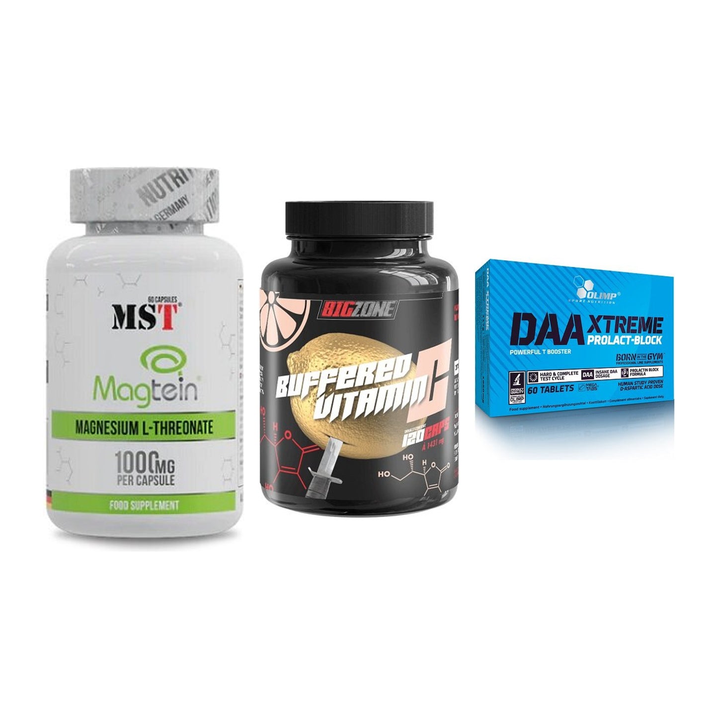 Ausdauer-Set: MST Magnesium + Big Zone Buffere + Olimp DAA Xtreme – alle enthaltenen Artikel