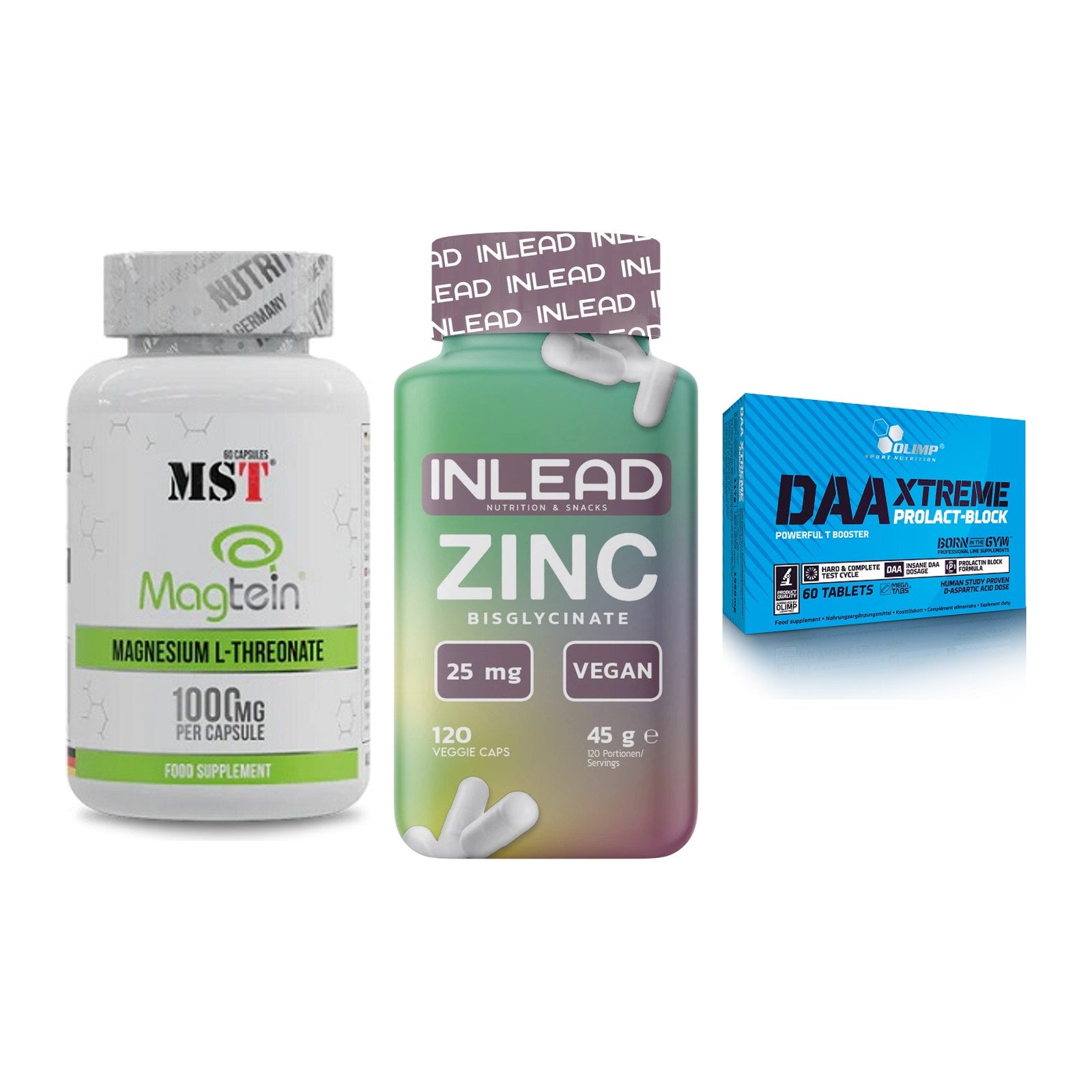 Ausdauer-Set: MST Magnesium + INLEAD Zink + Olimp DAA Xtreme – alle enthaltenen Artikel