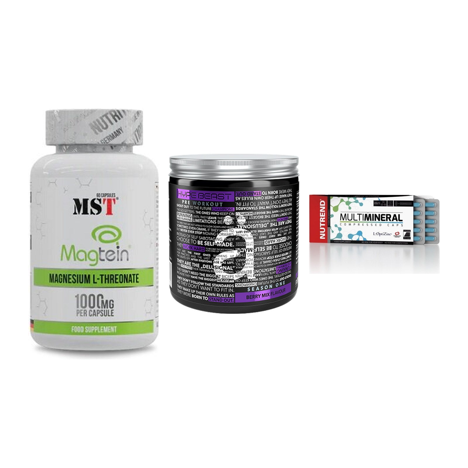 Ausdauer-Set: MST Magnesium + Nanosupps Hype + Nutrend Multimin – alle enthaltenen Artikel