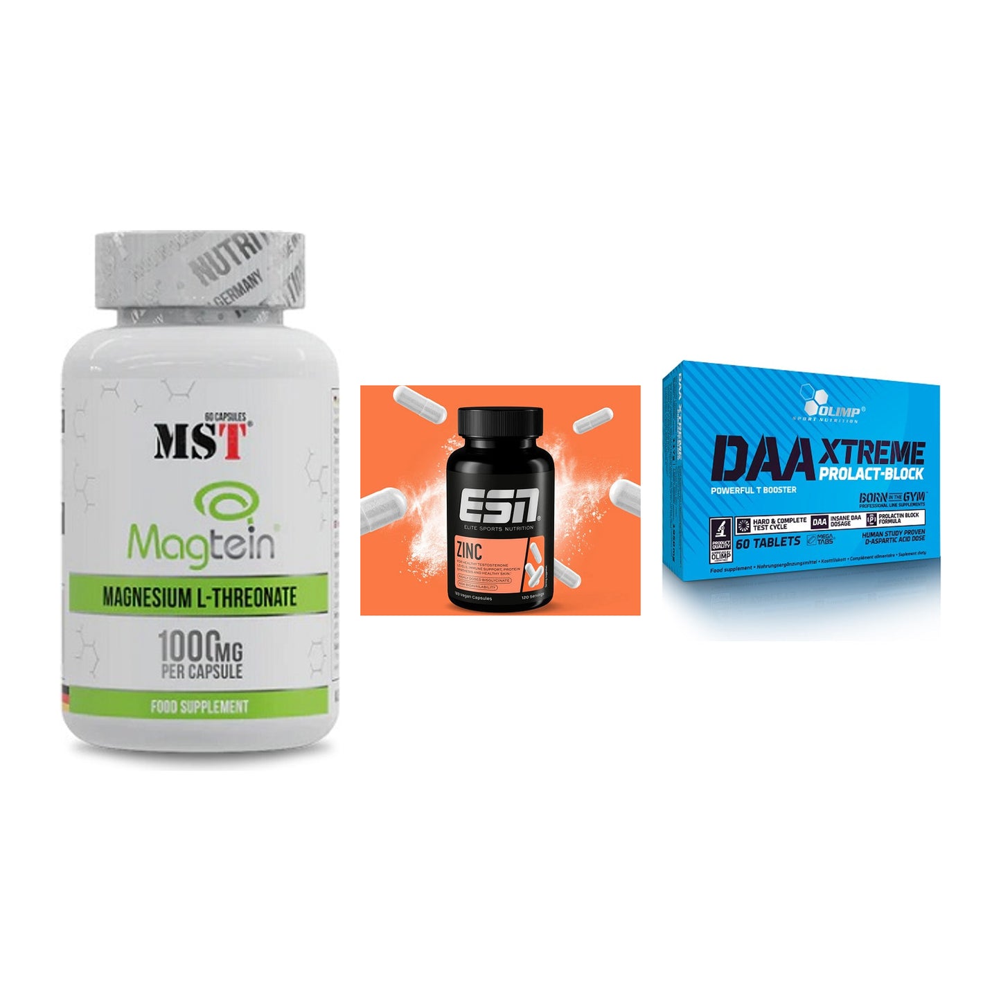 Ausdauer-Set: MST Magnesium + ESN Zinc + Olimp DAA Xtreme – alle enthaltenen Artikel