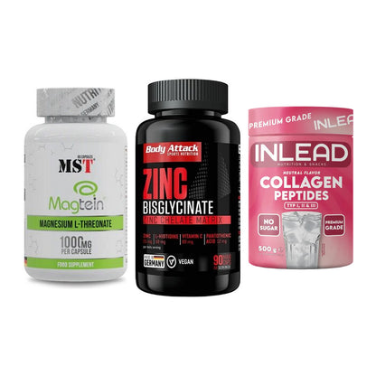 Ausdauer-Set: MST Magnesium + Body Attack Zink + INLEAD Collagen – alle enthaltenen Artikel