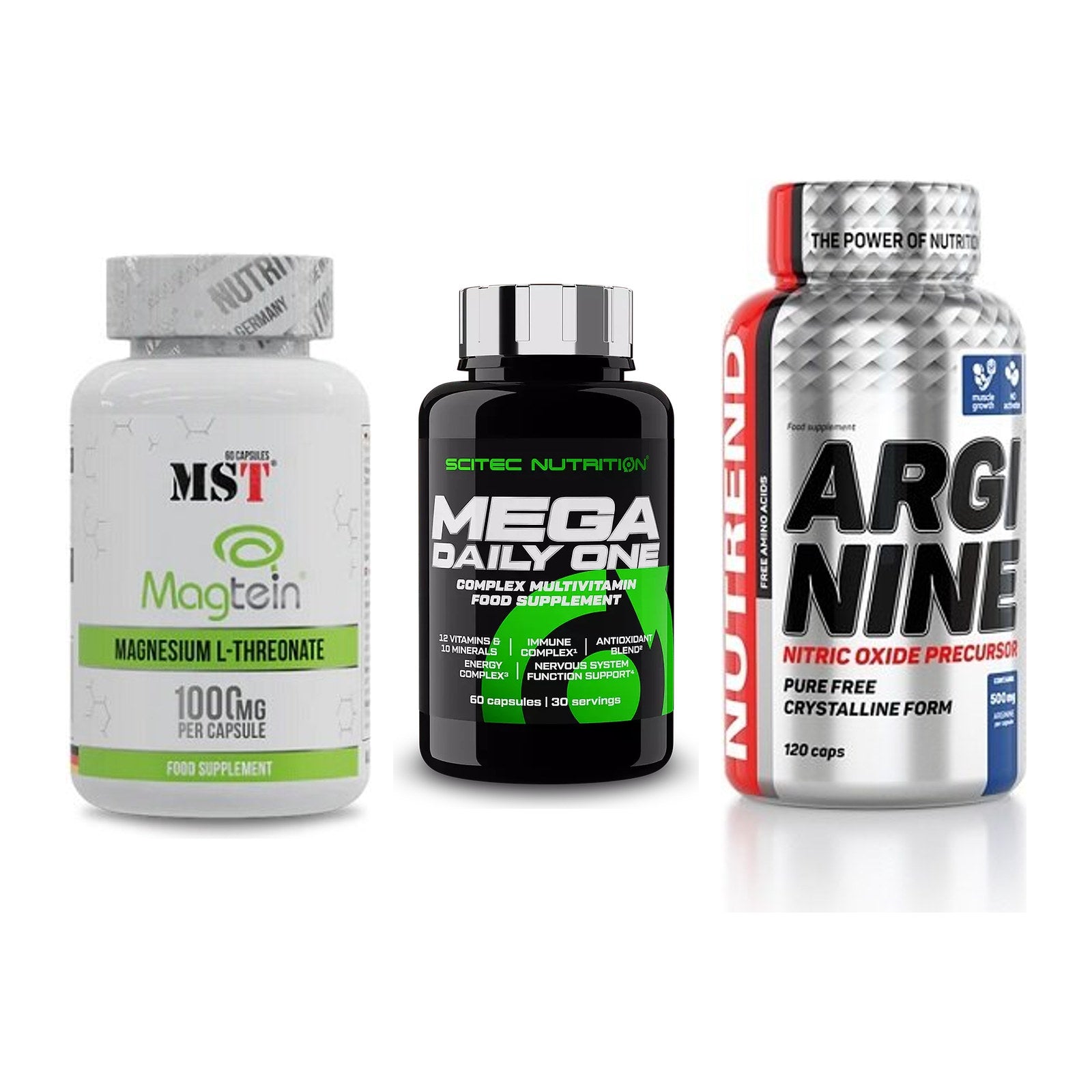 Ausdauer-Set: MST Magnesium + Scitec Mega + Nutrend Arginine – alle enthaltenen Artikel