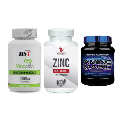 Ausdauer-Set: MST Magnesium + #GYMJUICE ZINC + Scitec Amino – alle enthaltenen Artikel
