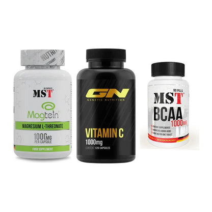Ausdauer-Set: MST Magnesium + GN Vitamin C + MST BCAA 1000 – alle enthaltenen Artikel