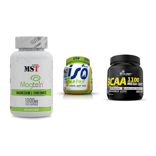 Ausdauer-Set: MST Magnesium + Olimp Iso Plus + Olimp BCAA Mega – alle enthaltenen Artikel