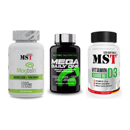 Ausdauer-Set: MST Magnesium + Scitec Mega + MST Vitamin D3 – alle enthaltenen Artikel