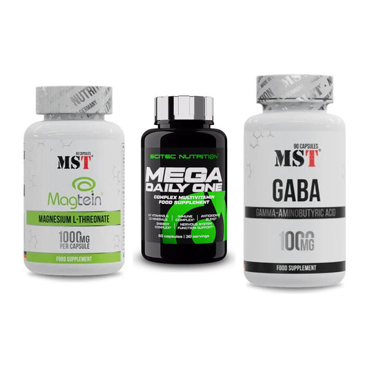 Ausdauer-Set: MST Magnesium + Scitec Mega + MST GABA 1000mg – alle enthaltenen Artikel