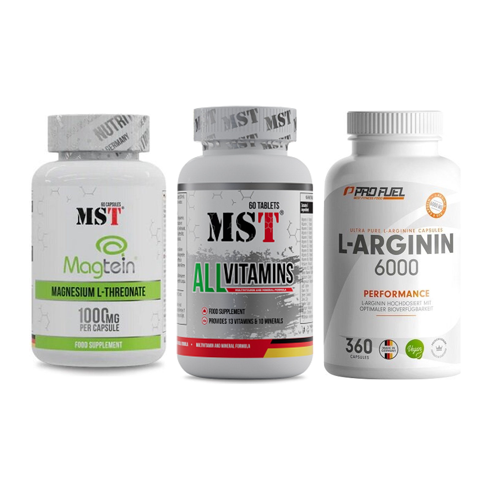 Ausdauer-Set: MST Magnesium + MST All Vitamins + ProFuel L-Argini – alle enthaltenen Artikel