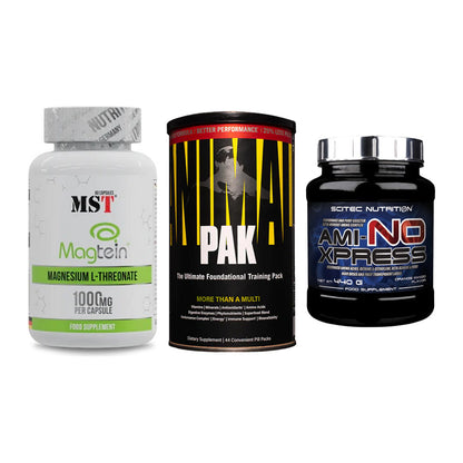 Ausdauer-Set: MST Magnesium + Universal Animal + Scitec Ami-NO – alle enthaltenen Artikel