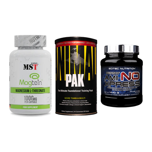 Ausdauer-Set: MST Magnesium + Universal Animal + Scitec Ami-NO – alle enthaltenen Artikel