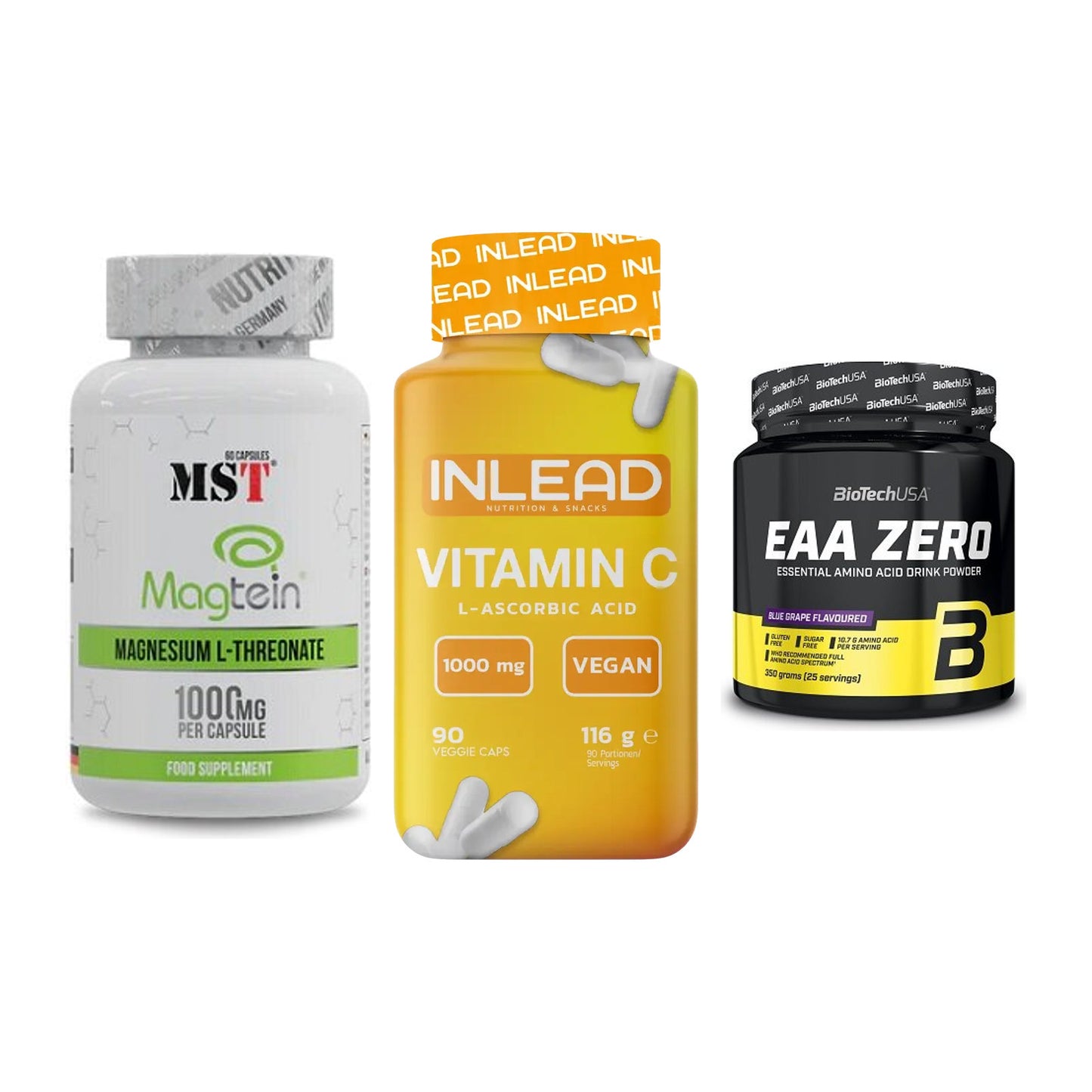 Ausdauer-Set: MST Magnesium + INLEAD Vitamin C + BioTech EAA Zero – alle enthaltenen Artikel