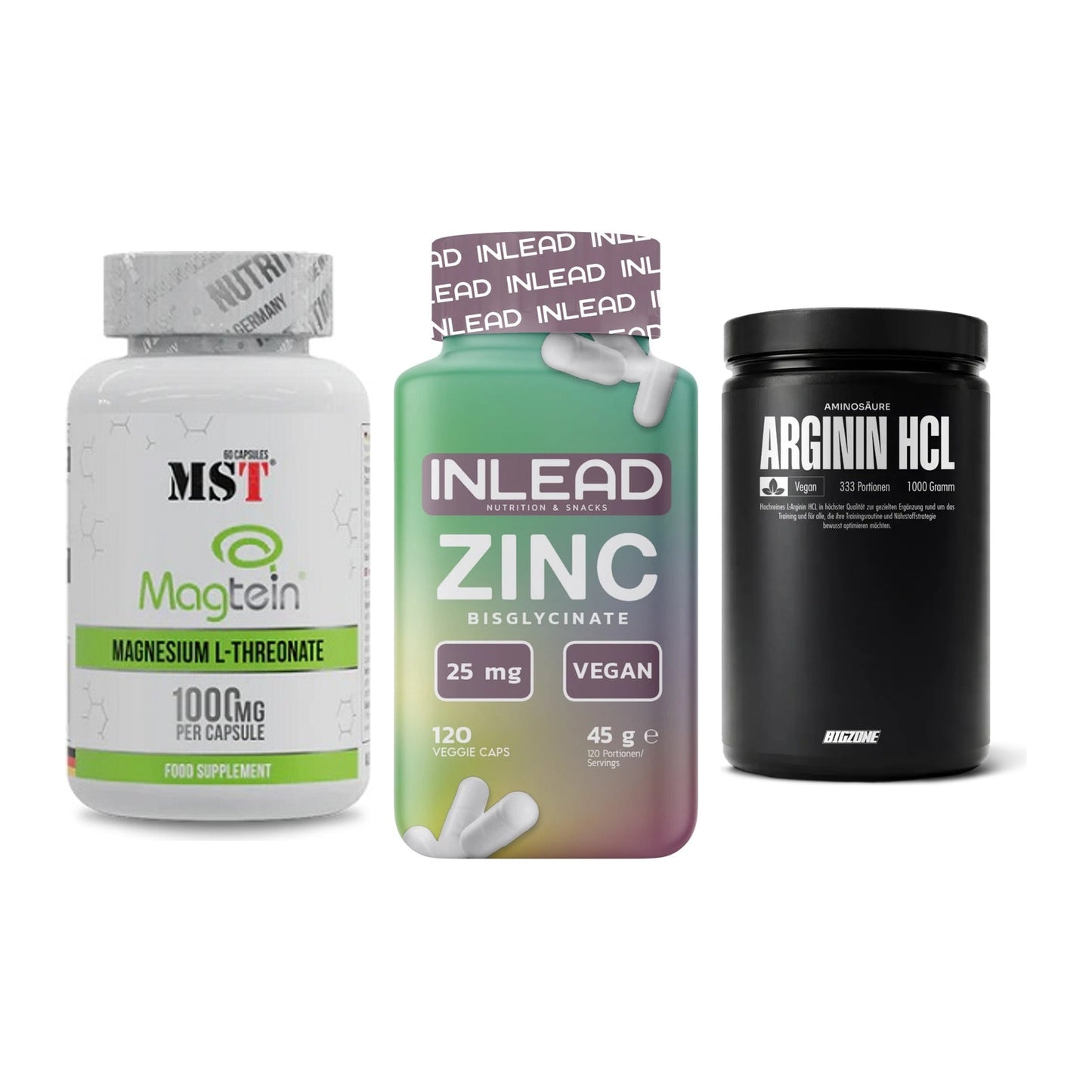 Ausdauer-Set: MST Magnesium + INLEAD Zink + Big Zone L-Argin – alle enthaltenen Artikel