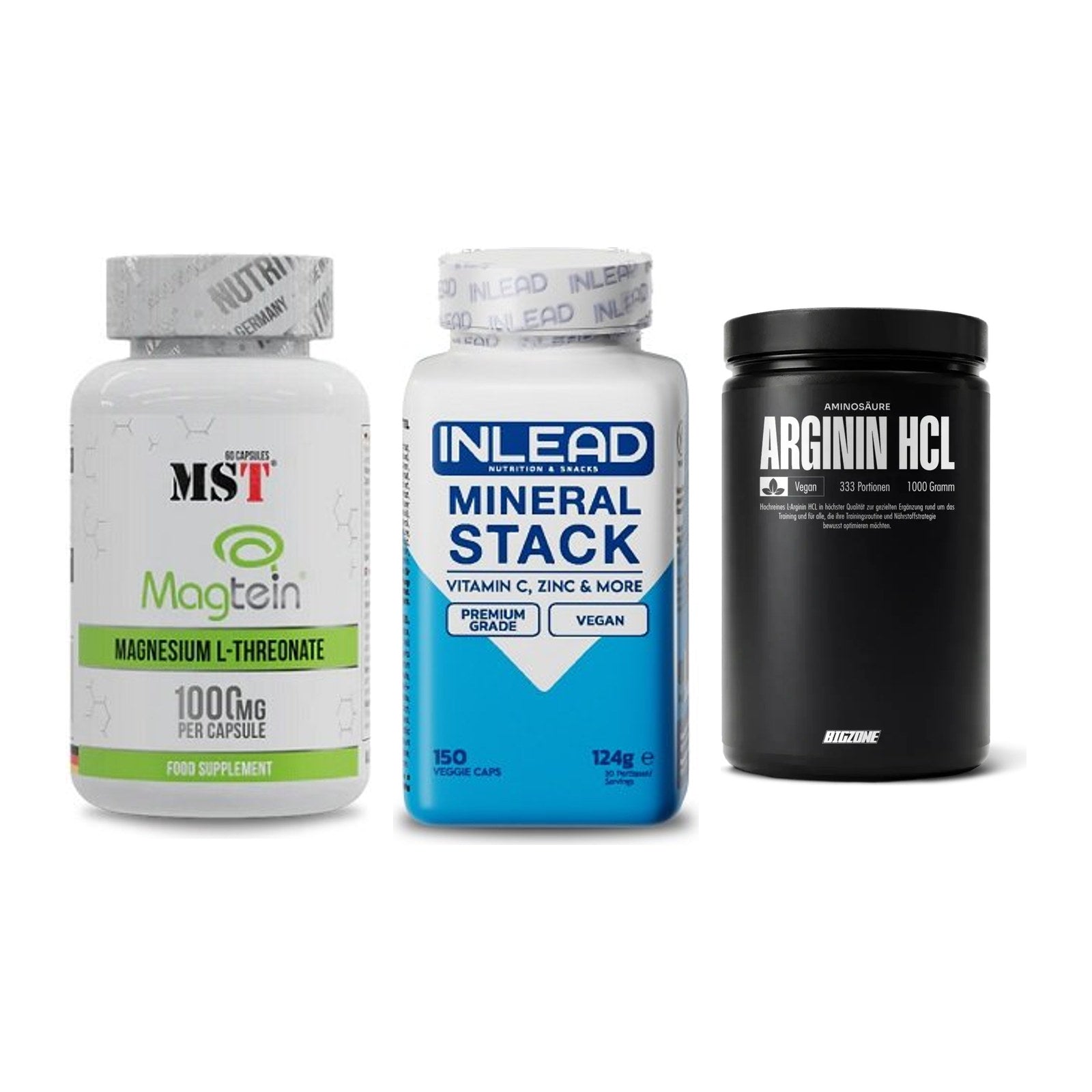 Ausdauer-Set: MST Magnesium + INLEAD Mineral + Big Zone L-Argin – alle enthaltenen Artikel