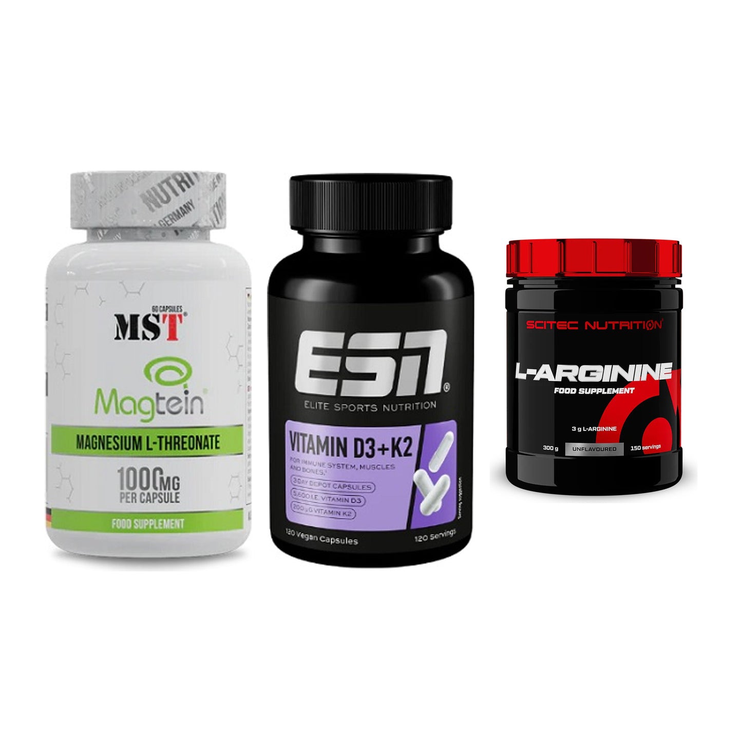 Ausdauer-Set: MST Magnesium + ESN Vitamin D3 + Scitec Arginin – alle enthaltenen Artikel