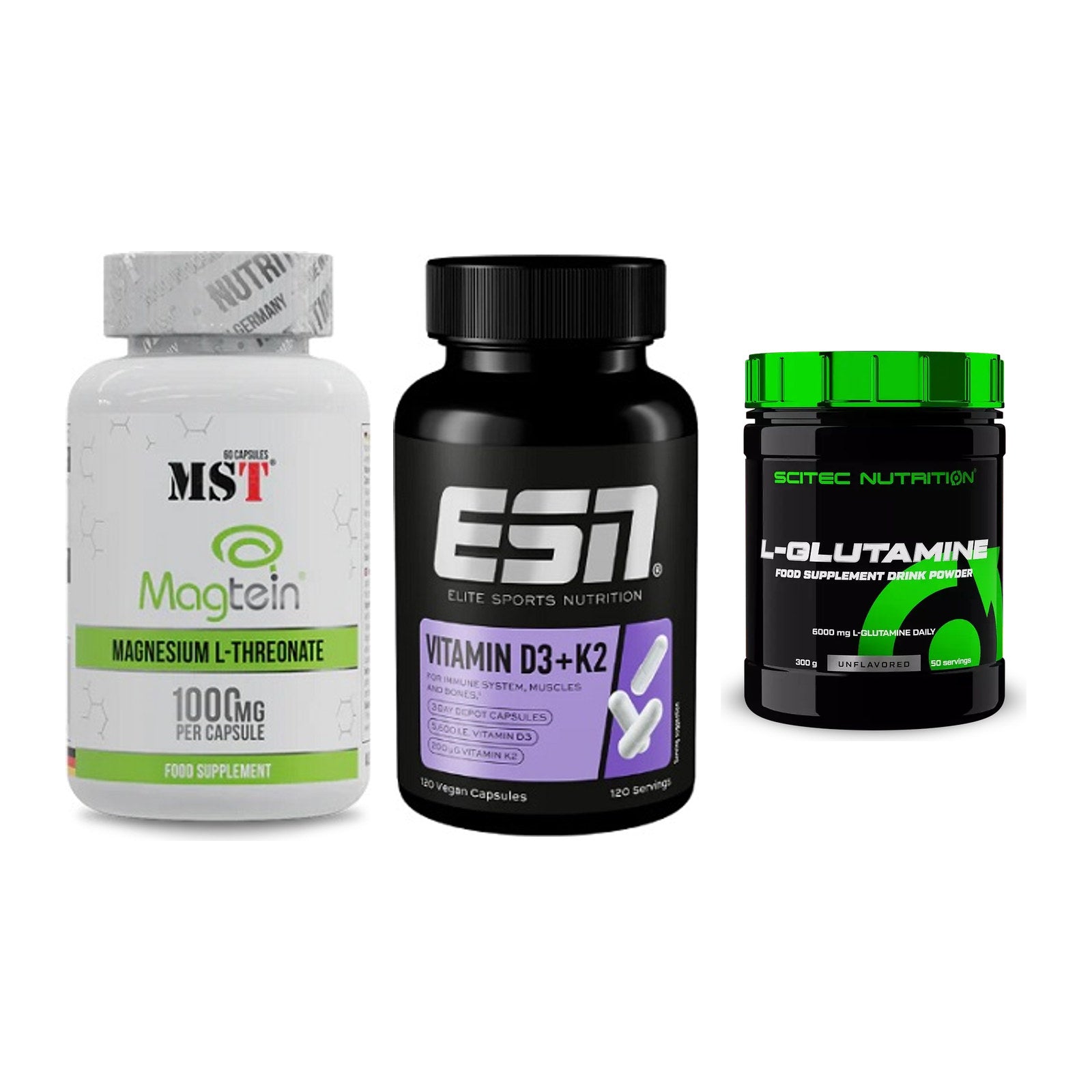 Ausdauer-Set: MST Magnesium + ESN Vitamin D3 + Scitec L-Glutami – alle enthaltenen Artikel
