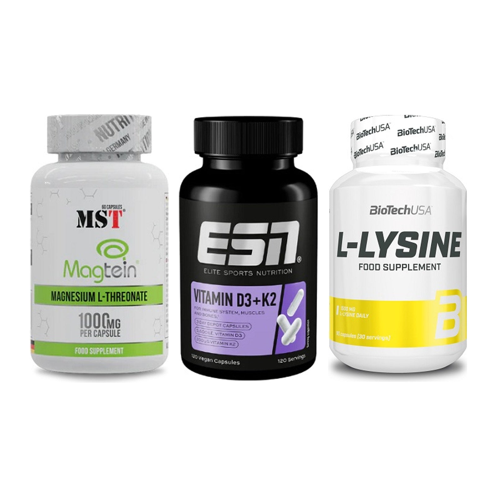 Ausdauer-Set: MST Magnesium + ESN Vitamin D3 + BioTech L-Lysine – alle enthaltenen Artikel