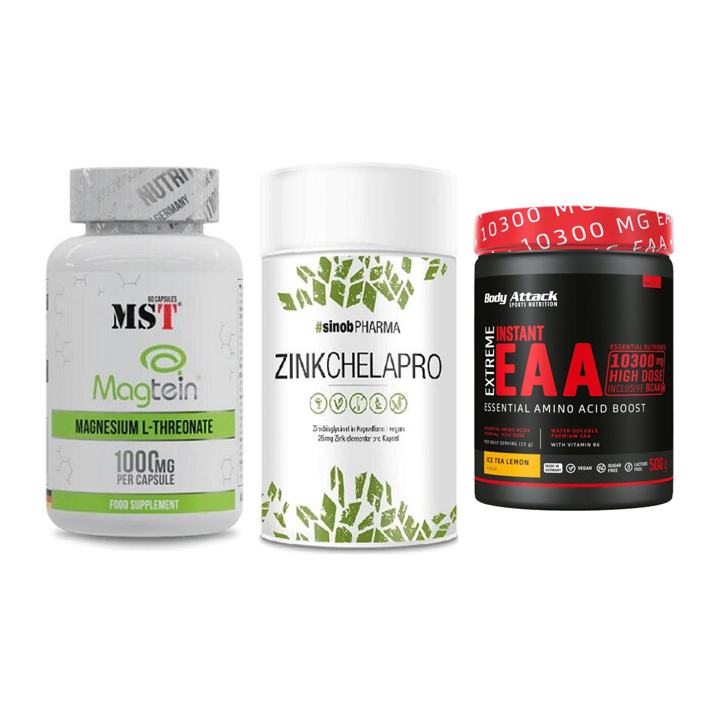 Ausdauer-Set: MST Magnesium + Sinob Zink + Body Attack – alle enthaltenen Artikel