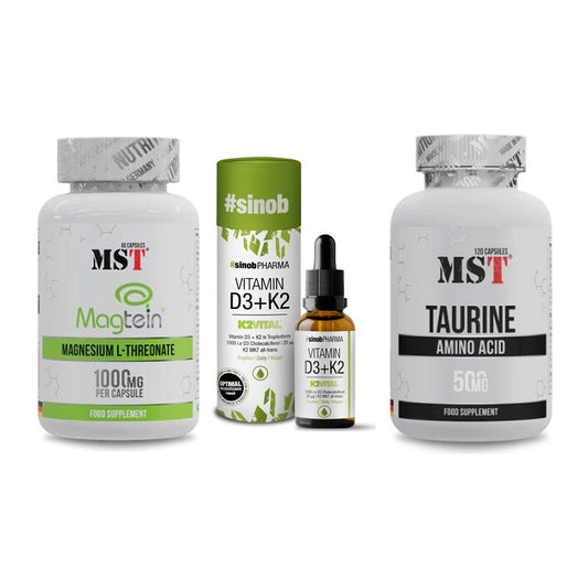 Ausdauer-Set: MST Magnesium + Sinob Vitamin D3 + MST Taurine – alle enthaltenen Artikel