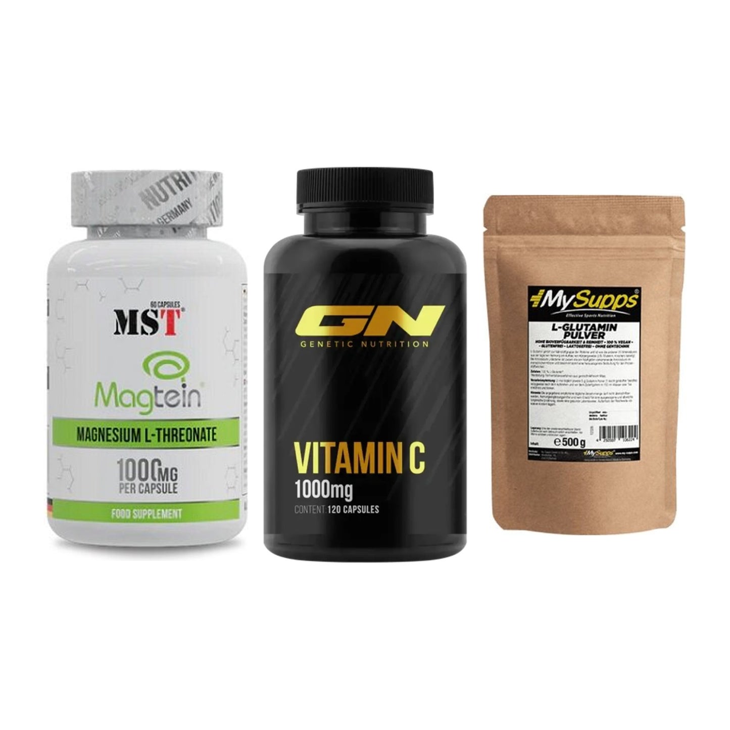 Ausdauer-Set: MST Magnesium + GN Vitamin C + MySupps Glutamin – alle enthaltenen Artikel