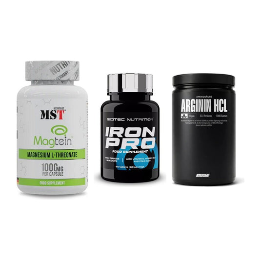 Ausdauer-Set: MST Magnesium + Scitec Iron Pro + Big Zone L-Argin – alle enthaltenen Artikel