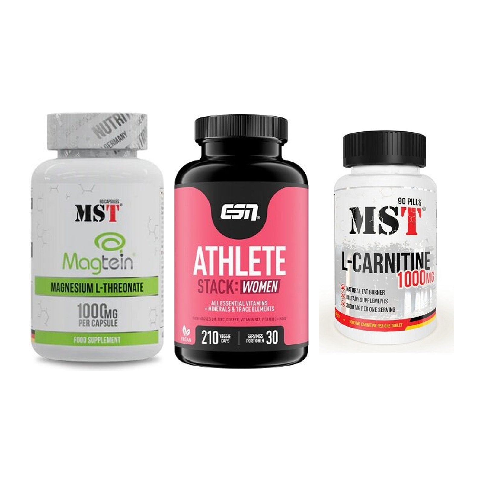 Ausdauer-Set: MST Magnesium + ESN Athlete + MST L-Carnitine – alle enthaltenen Artikel