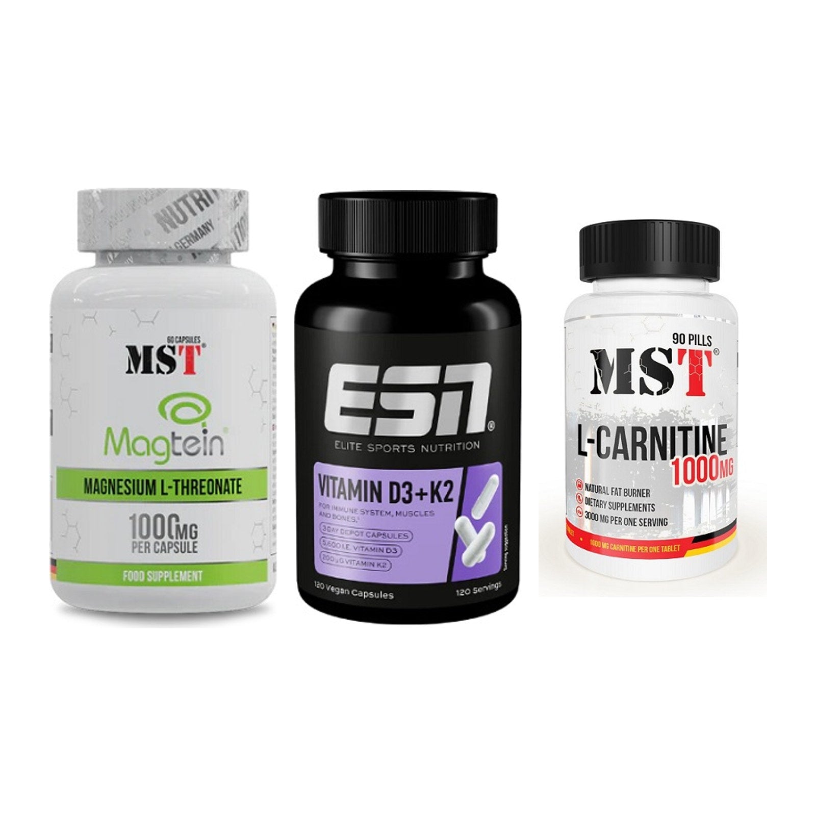 Ausdauer-Set: MST Magnesium + ESN Vitamin D3 + MST L-Carnitine – alle enthaltenen Artikel