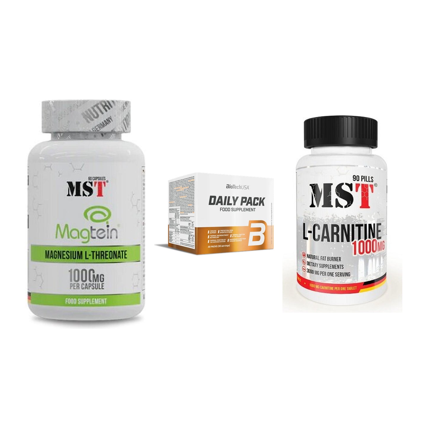 Ausdauer-Set: MST Magnesium + BioTech Daily + MST L-Carnitine – alle enthaltenen Artikel