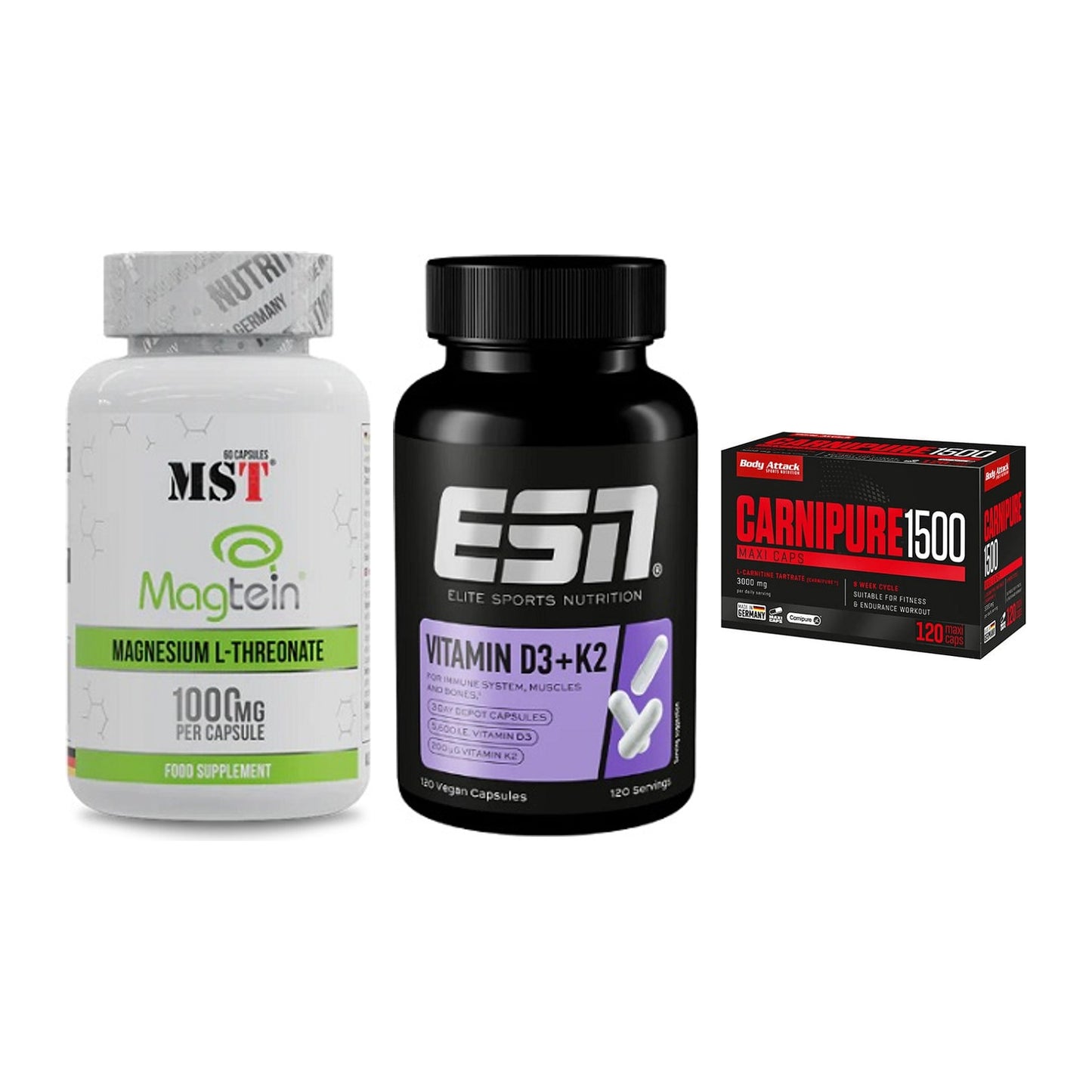 Ausdauer-Set: MST Magnesium + ESN Vitamin D3 + Body Attack – alle enthaltenen Artikel